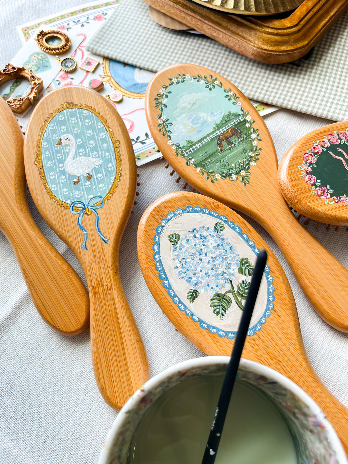 Handpainted Goose Hairbrush