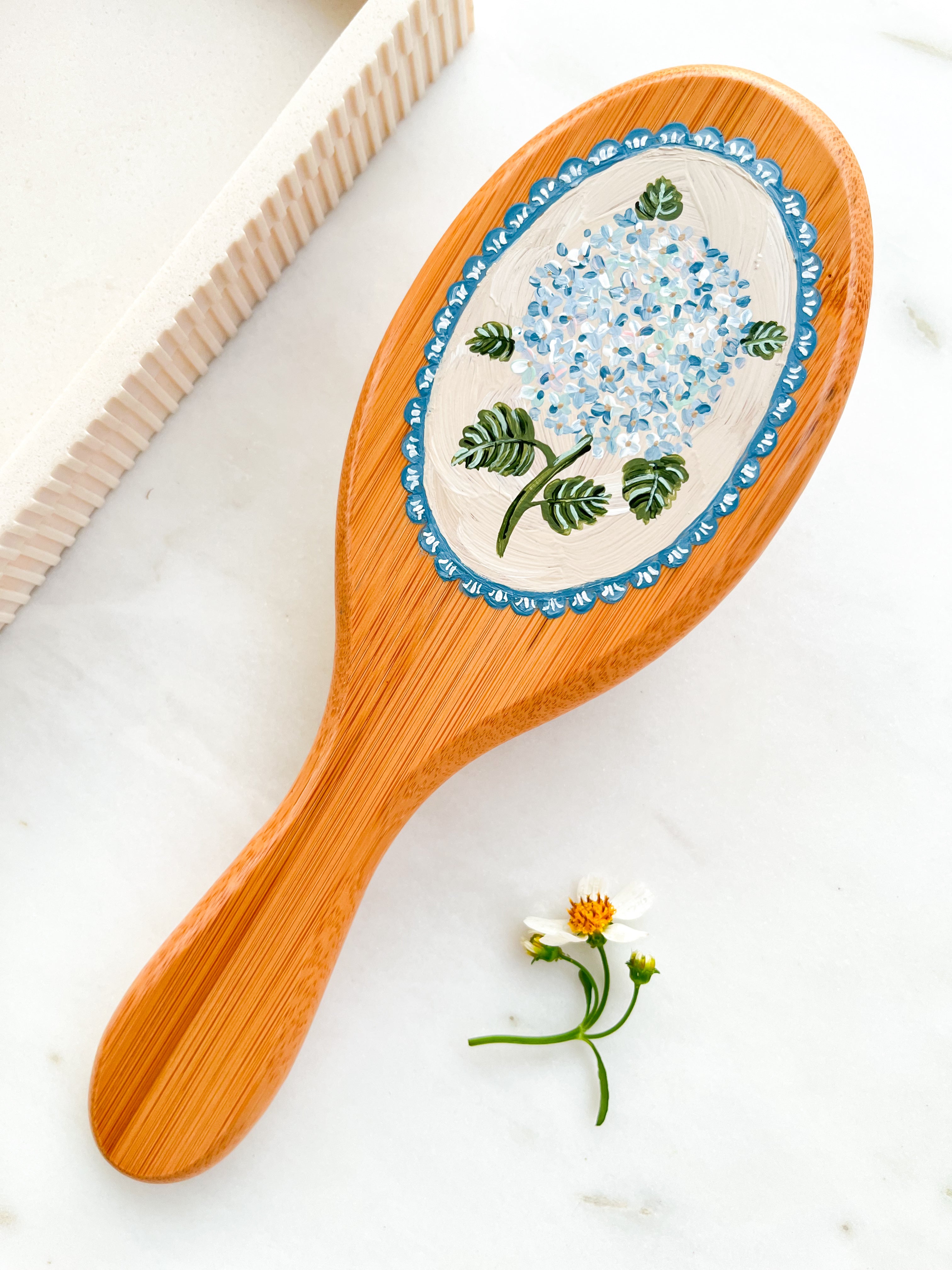 Handpainted Hydrangea Hairbrush