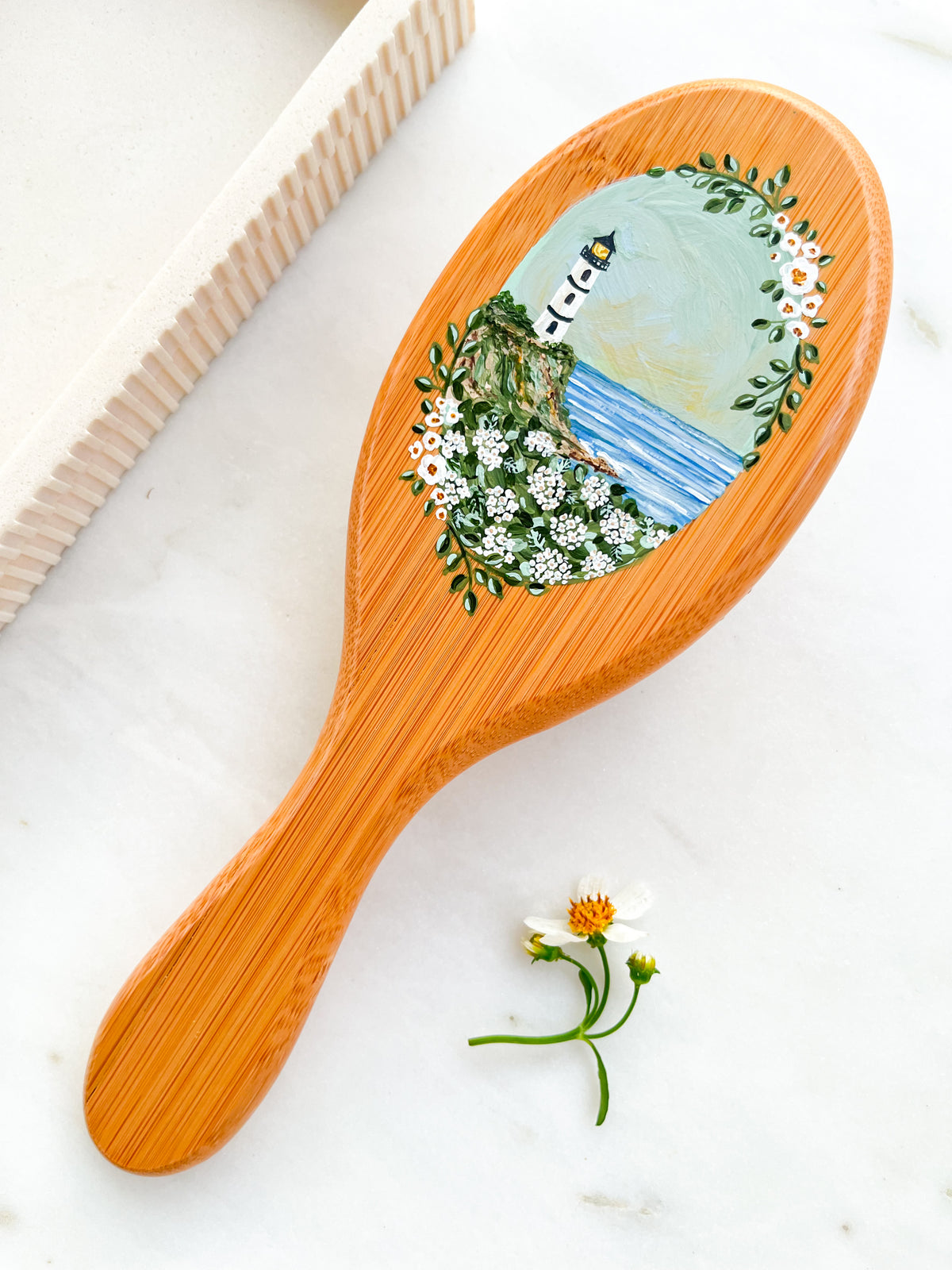 Handpainted Lighthouse Hairbrush