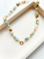 Beaded Necklace Amazonite and Pearls