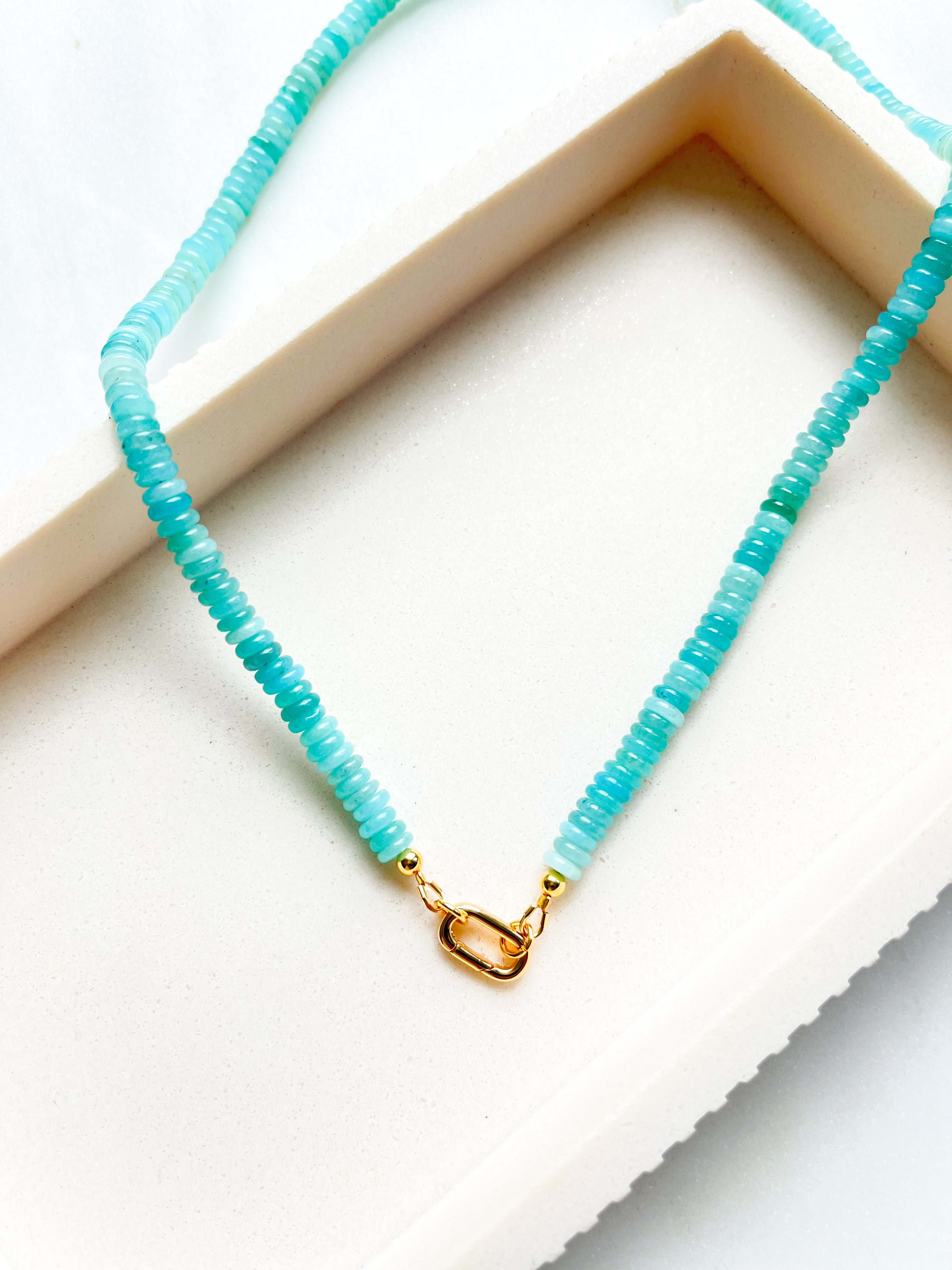 Beaded Necklace Amazonite Rondelle