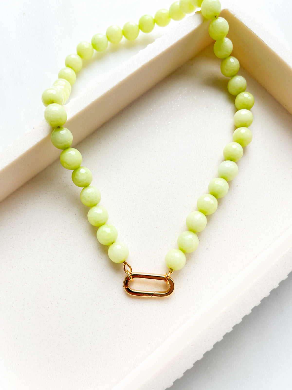Beaded Necklace Lime Jade
