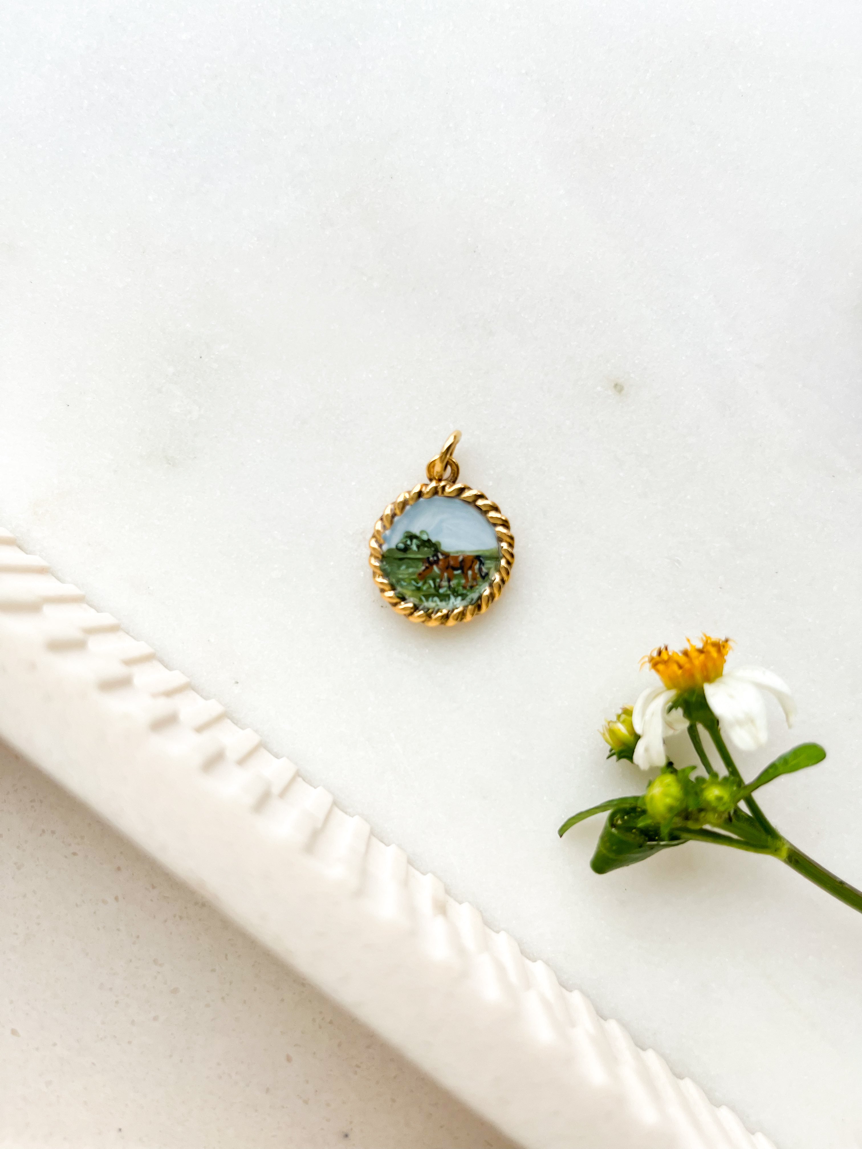 Handpainted Horse Landscape Charm