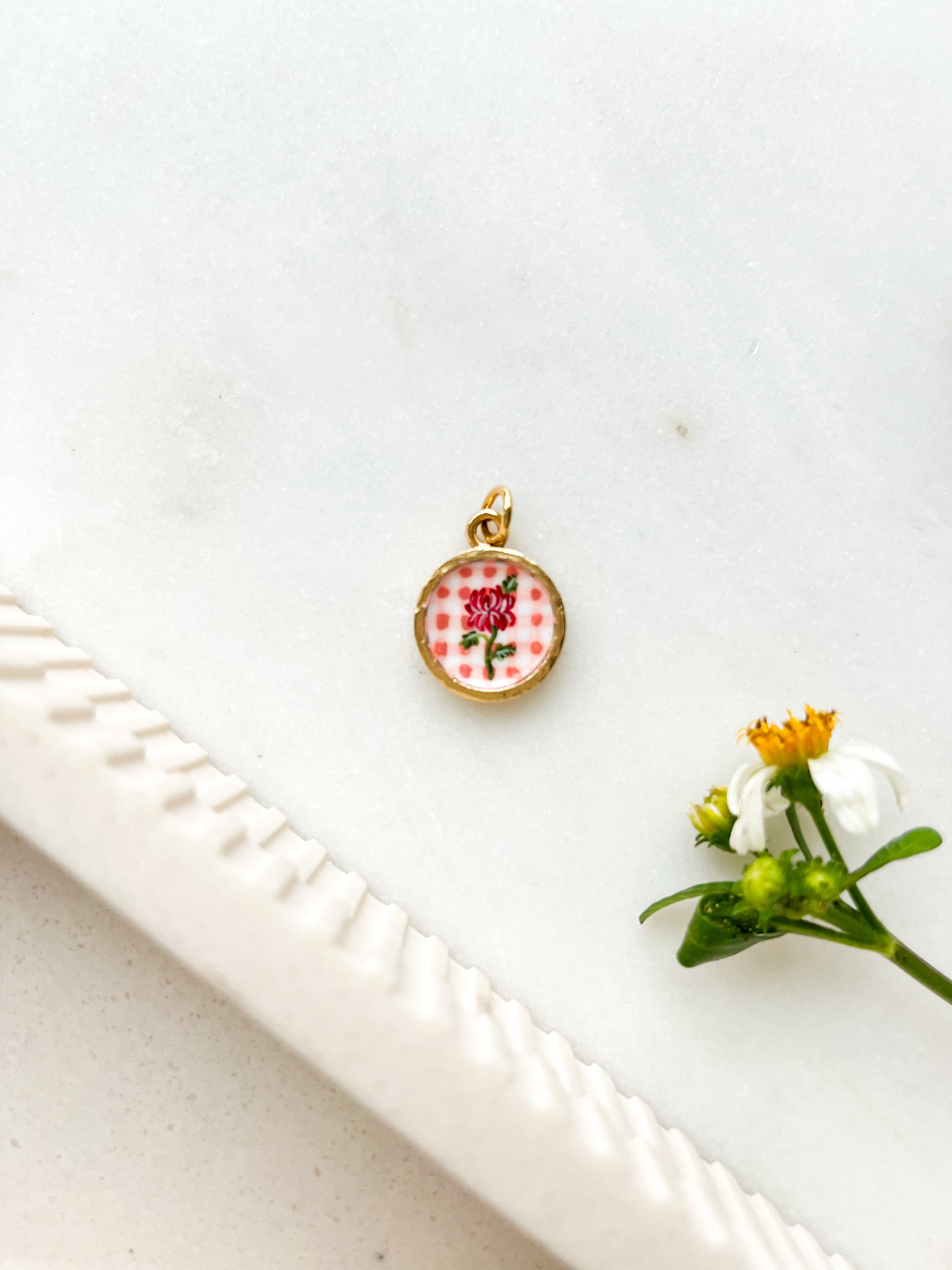 Handpainted Gingham Mum Charm