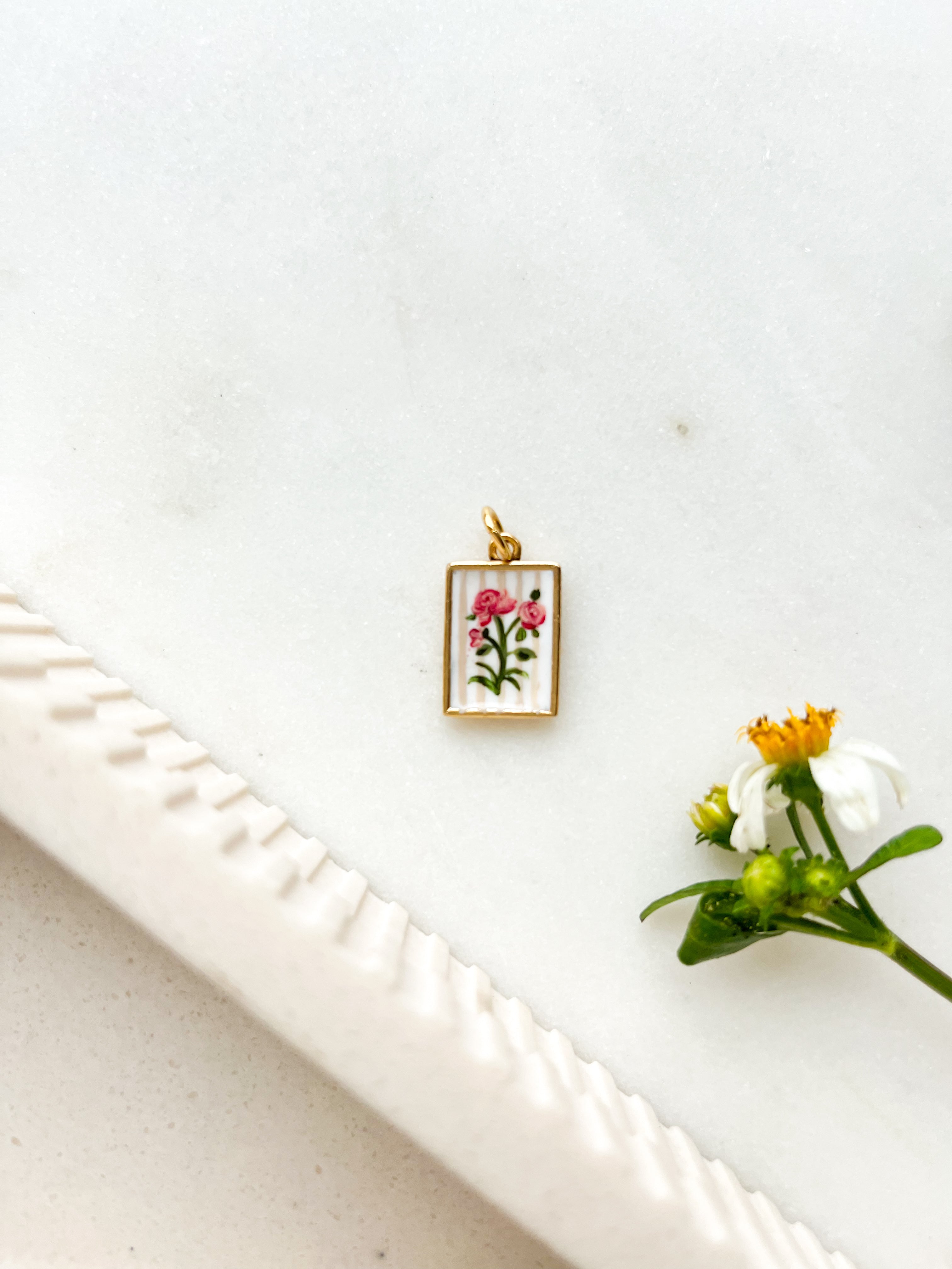 Handpainted Striped Roses Charm