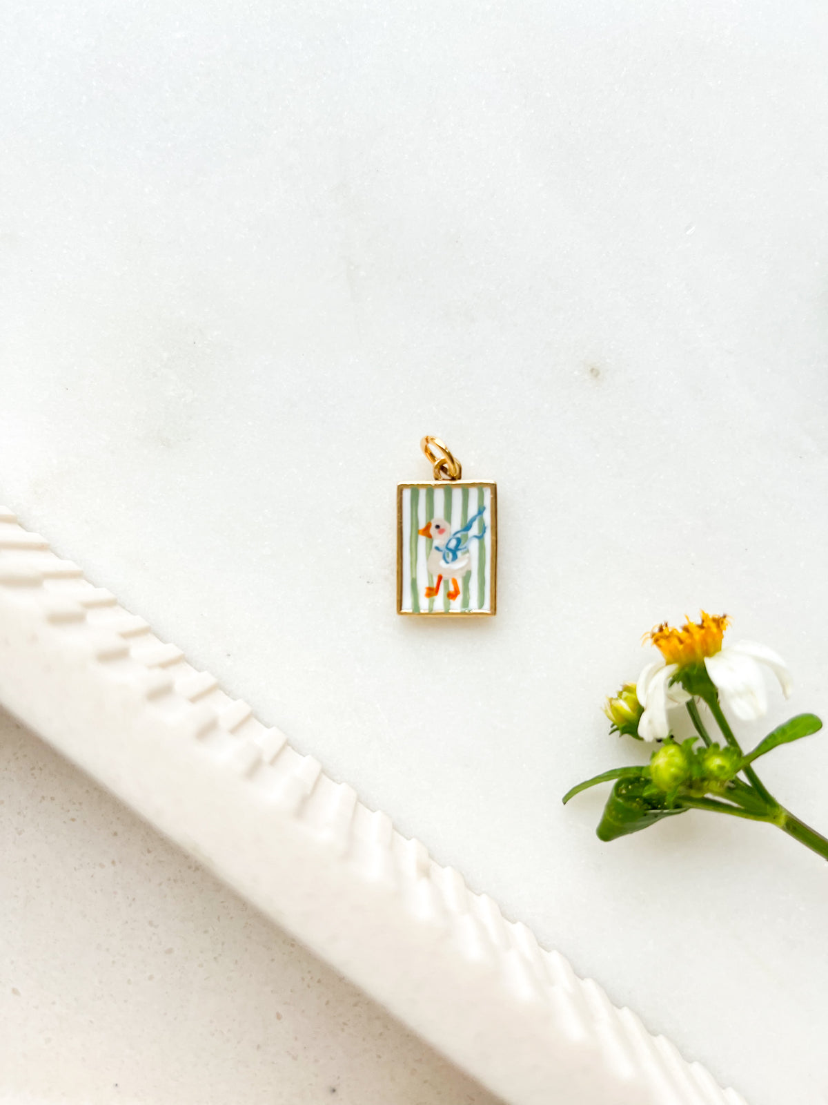 Handpainted Charm Striped Goose
