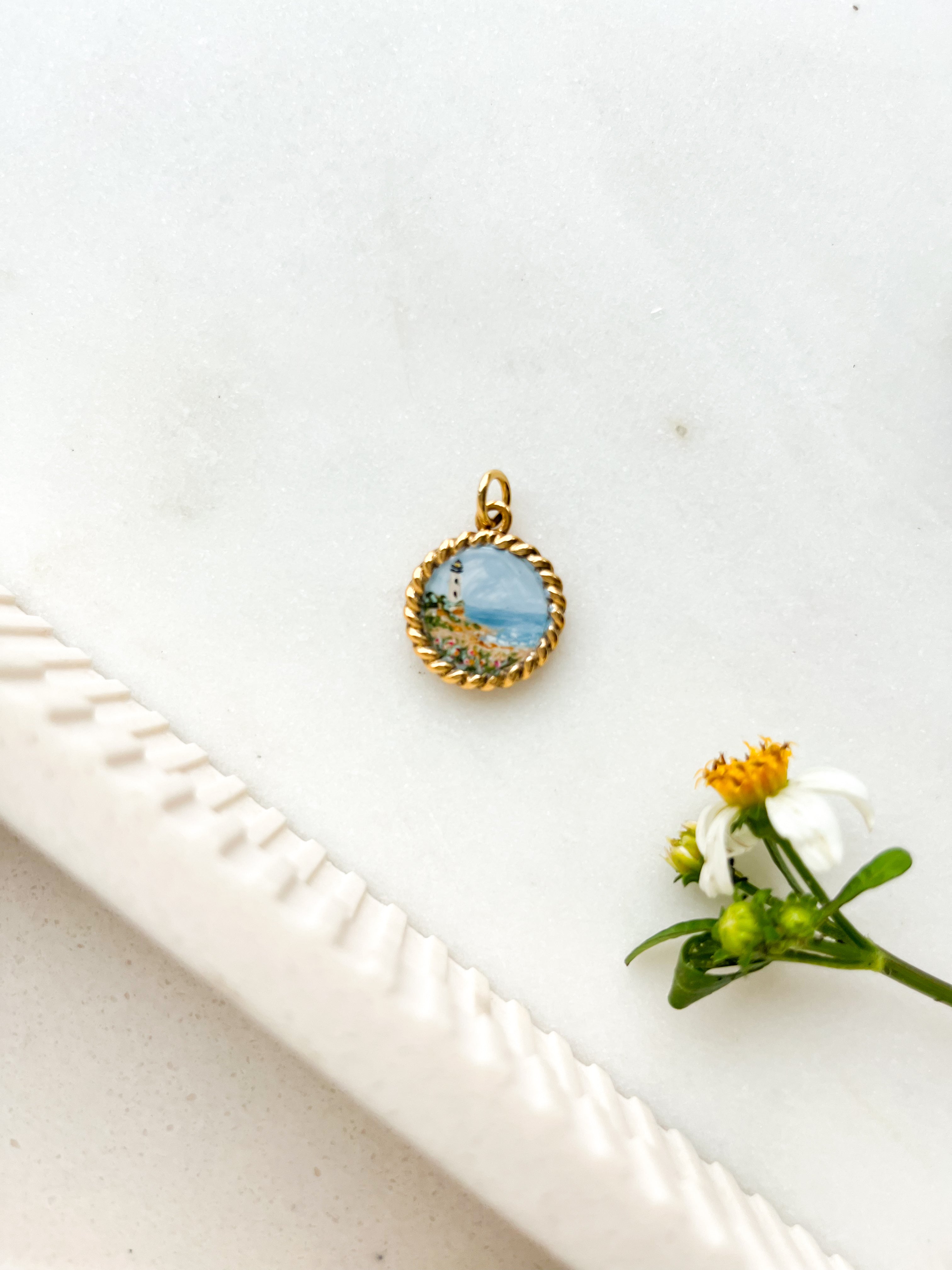 Handpainted Wildflower Lighthouse Charm