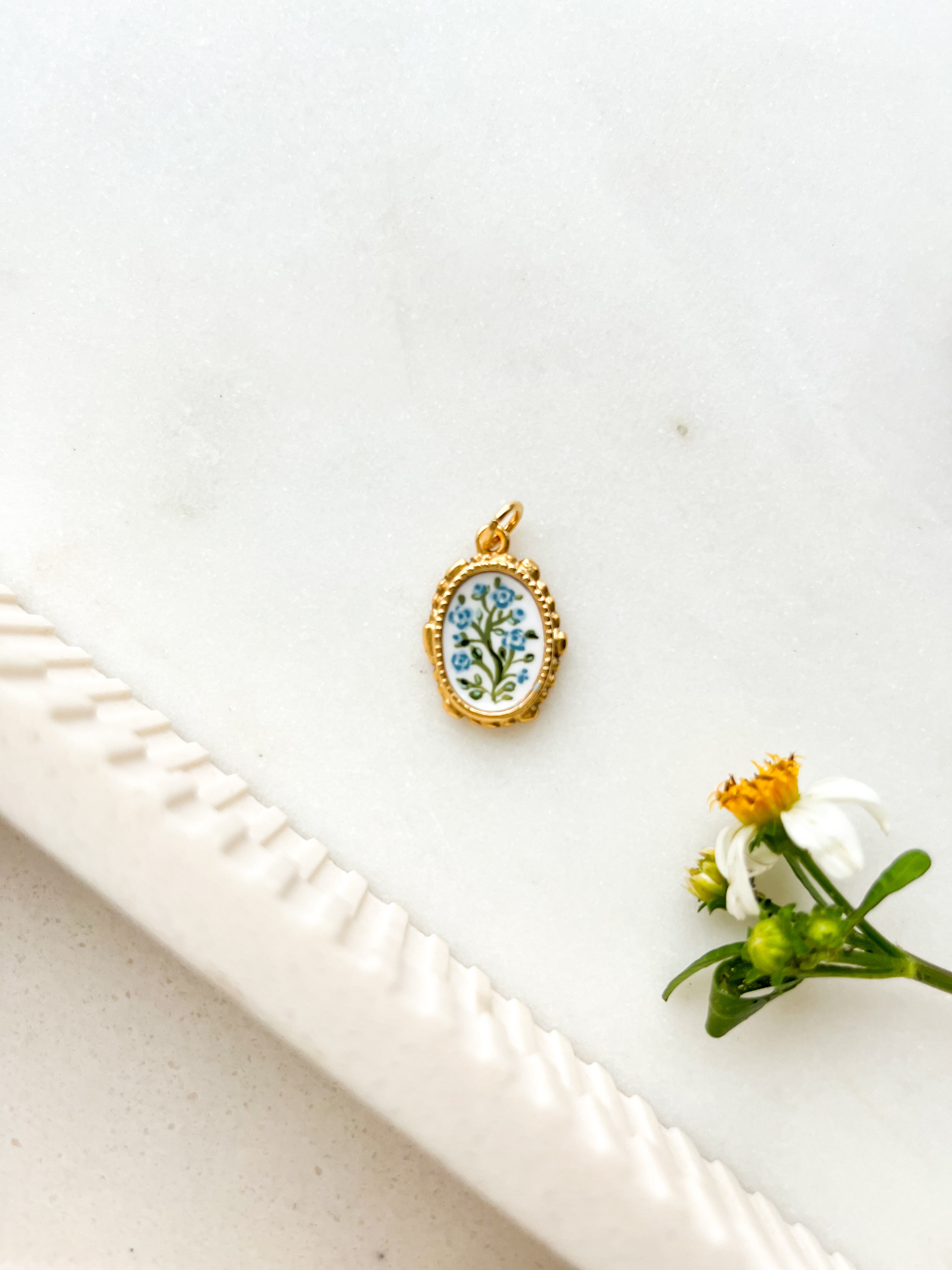 Handpainted Blue Roses Charm