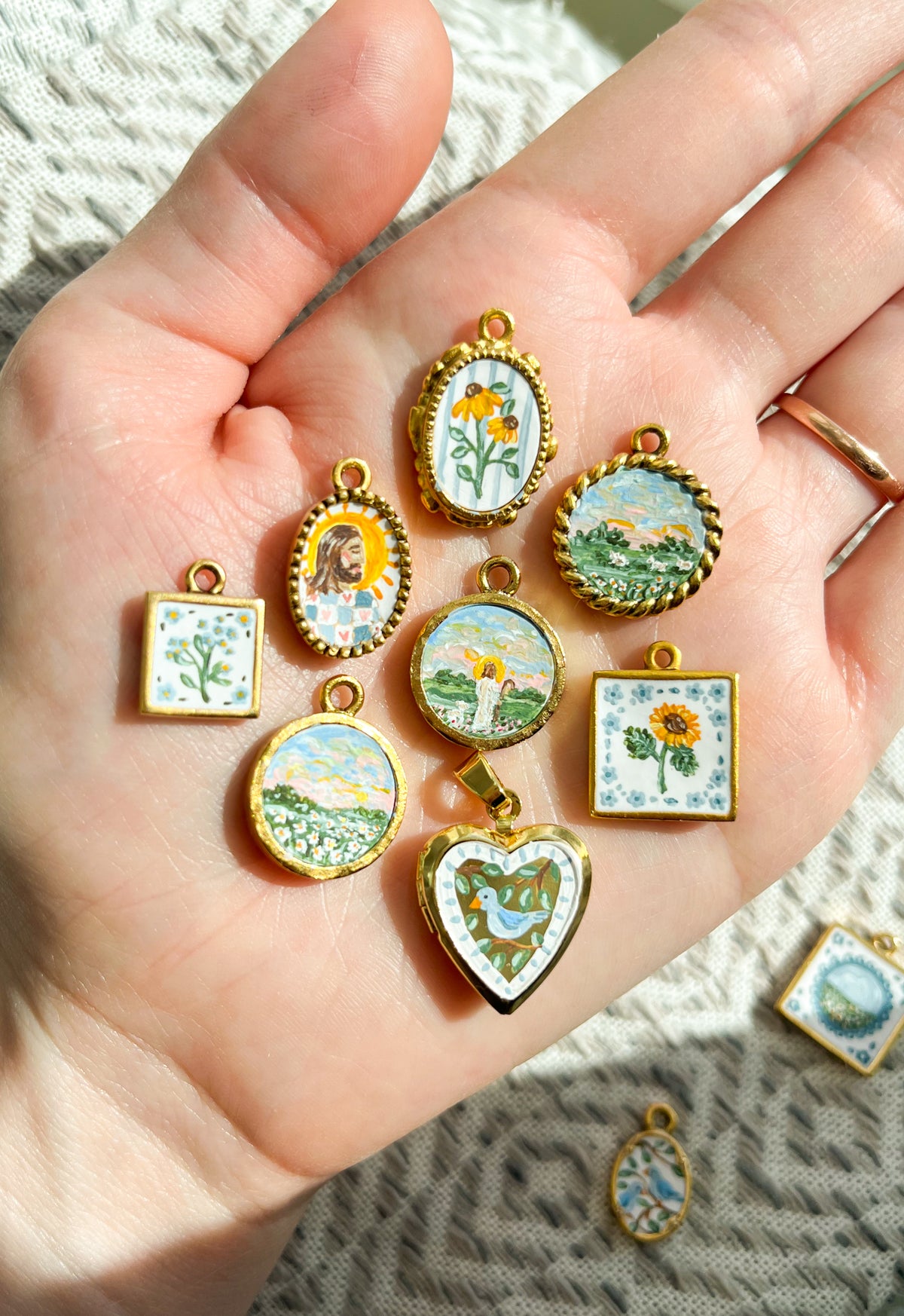 Handpainted Charm Be Still Roses
