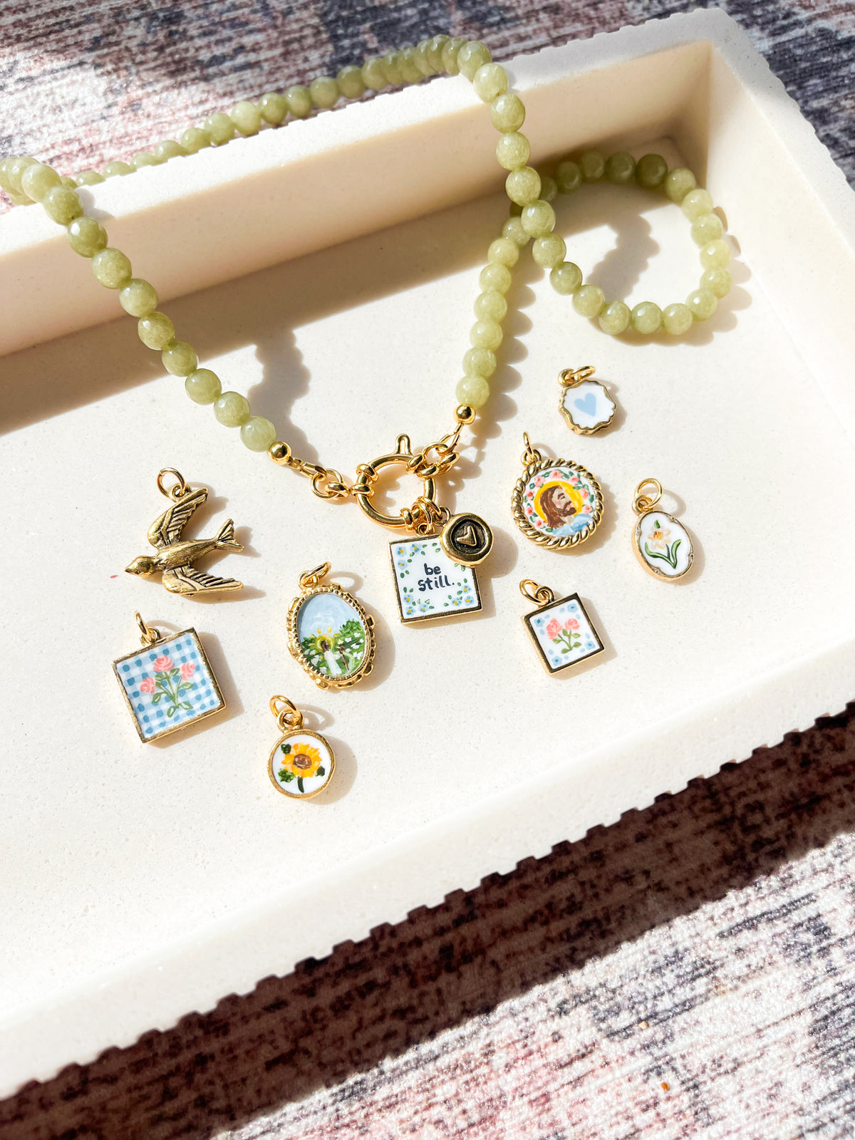 Handpainted Charm Be Still Roses