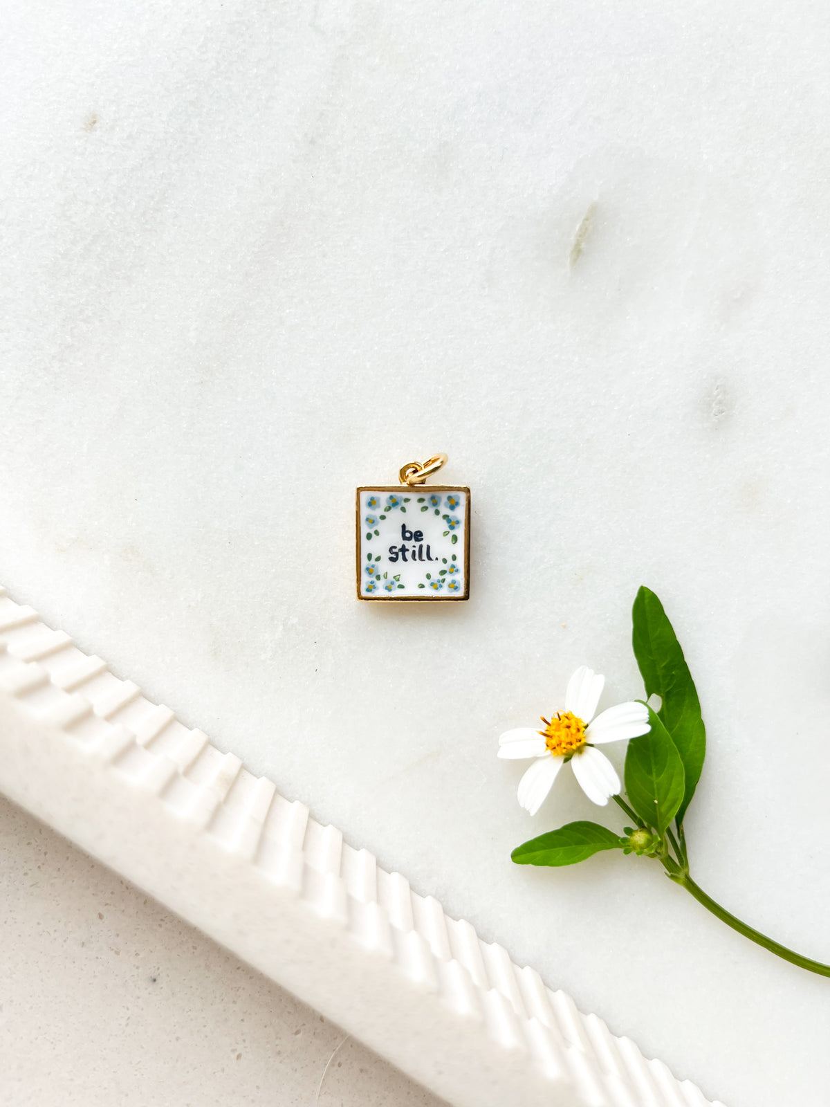 Handpainted Charm Be Still Tile