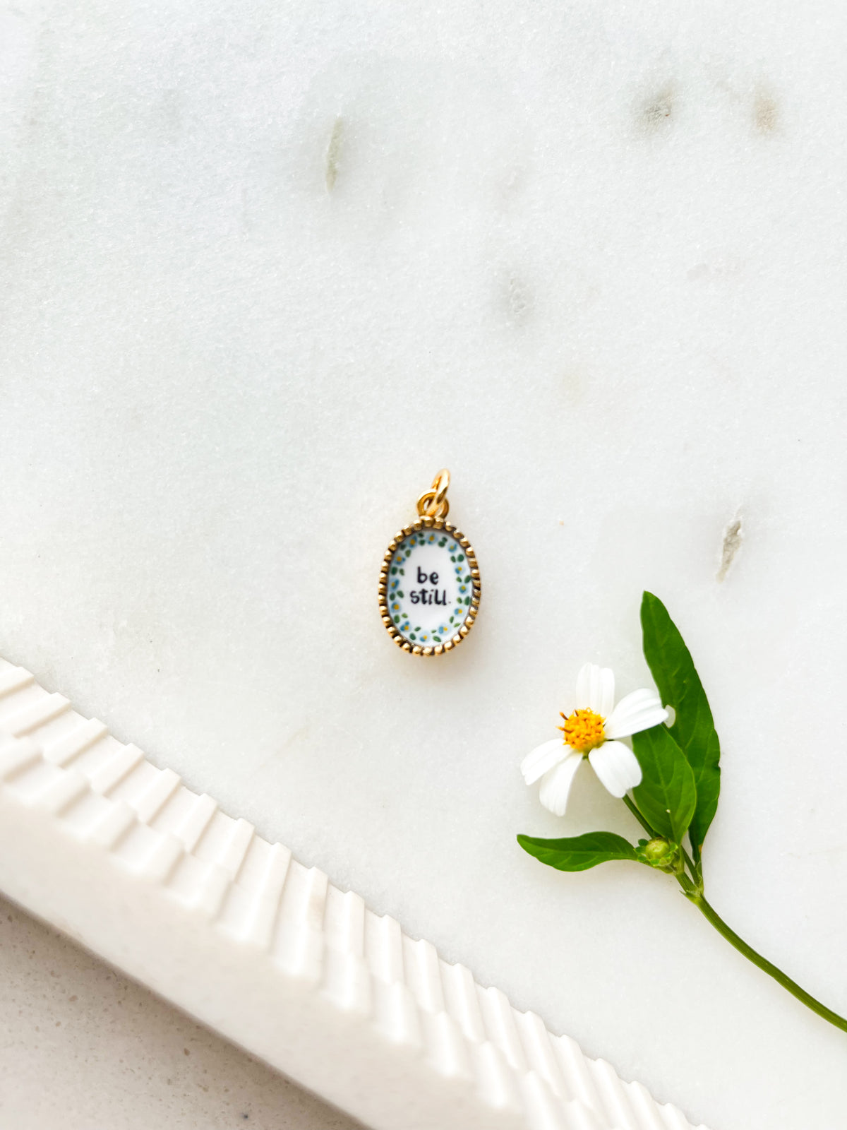 Handpainted Charm Be Still Pansies