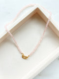 Beaded Necklace Pink Opal Chrystals