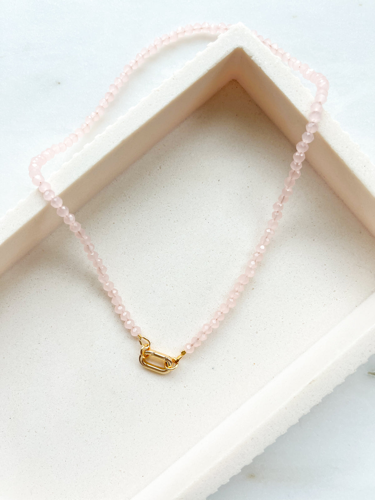 Beaded Necklace Pink Opal Chrystals